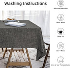 Waterproof Cotton Linen Tablecloths Rectangle Dining Table Cloth, Wipe Clean Indoor & Outdoor Table Cover for Buffet Party and Banquets, Wrinkle Resistant（54"x70"） Carbon Black