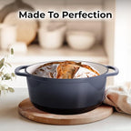 Zulay Kitchen 7.7 Quart Enameled Cast Iron Dutch Oven with Lid, Silicone Trivet & Heat Pad – Premium Durability & Oven Safe up to 500°F – Heavy Duty Cookware Perfect for Bread Baking, Stews, Braising & Roasting – Gray