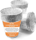 24 Pack Disposable Foil Liners & Grease Bucket Liners for Pit Boss Grills 67292 Foil, Oklahoma Joe's 9518545P06, Ironwood, Flatrock, Recteq Large Bucket etc. 6.3 x 6.0”, Disposable Drip Bucket Cup