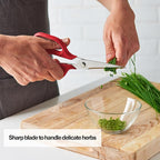 Misen Heavy Duty Kitchen Shears - Versatile Scissors for Meat, Poultry & More - Easy Clean, Professional Grade - Ambidextrous Comfort Handle - Red