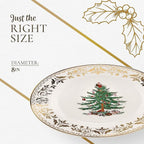 Spode Christmas Tree Gold Salad Plate, 8-Inch Porcelain Dinner & Appetizer Plate, Christmas Dinnerware, Microwave & Dishwasher Safe, Festive Collectible Seasonal Dining Plate