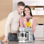 VIVOHOME 3 in 1 Multifunctional Stand Mixer with 6 Quart Stainless Steel Bowl, 650W 6 Speed Tilt-Head Meat Grinder, Juice Blender, Silver