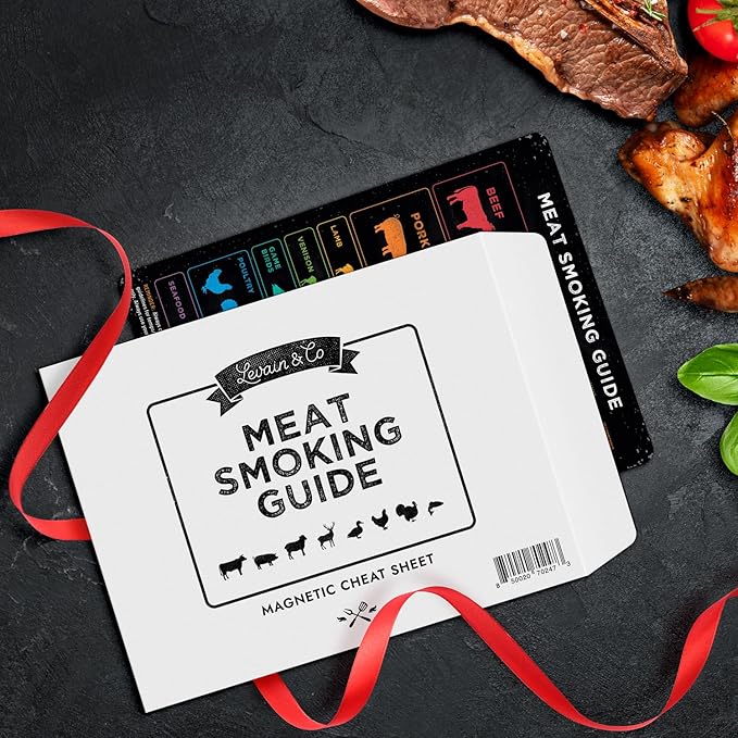 Levain & Co Meat Temperature Magnet & BBQ Smoker Guide - Pellet Grill Accessories - Wood, Time, & Temp - Grilling Gifts for Men