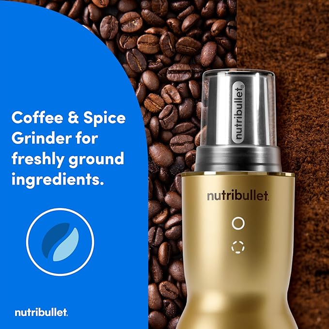 nutribullet® Ultra Plus+ 3-1 Compact Kitchen System, 1200W Kitchen System with Blender, Food Processor, and Coffee and Spice Grinder, 32oz and 24oz Blending Cups, 2-Cup Food Processor, Brass