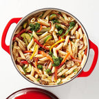 Amazon Basics Cast Iron Dutch Oven Pot with Lid, Enameled, Round, Dual Handles, Heavy-Duty, Medium, 6-Quart, Red