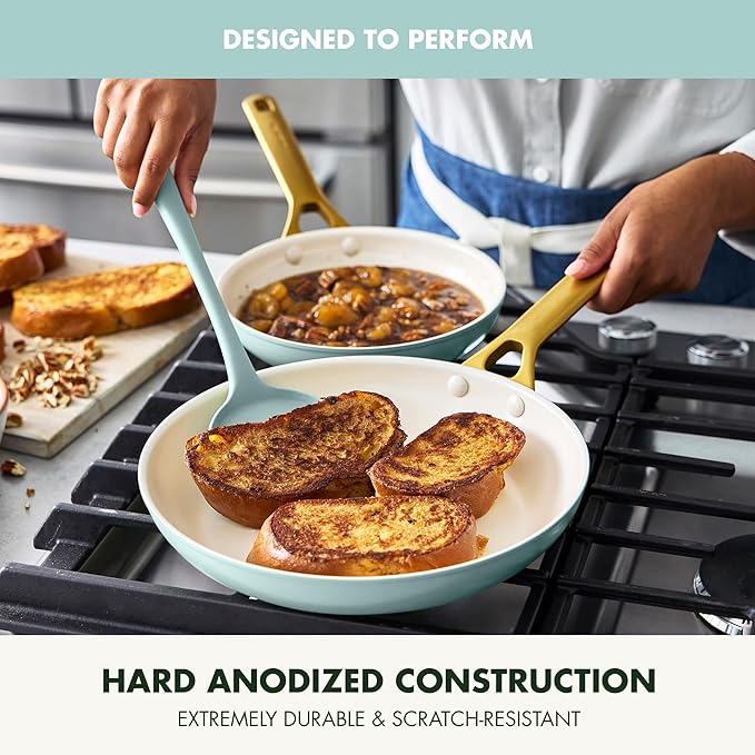 GreenPan Nonstick Reserve Pro 10 Piece Cookware Set, NSF Certified Ceramic, Hard Anodized PFAS-Free Pots & Pans Set with Lids, Stainless Steel Handles, Oven & Dishwasher Safe, Seaside Blue