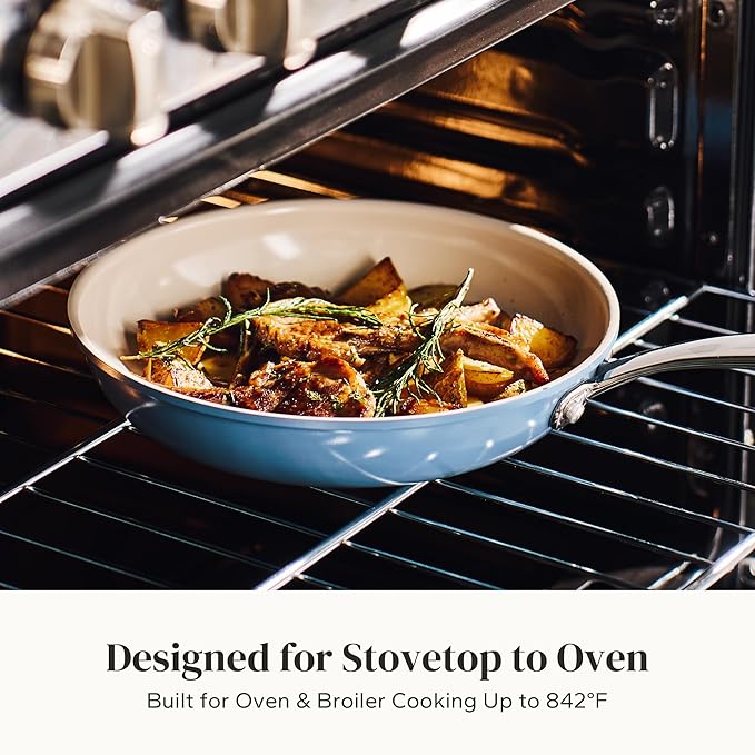 Redchef Non Stick Ceramic Frying Pan Set, Non Toxic Ceramic Pans for Cooking, 8" 9.5" 11" Skillet Set, No PFAS & PTFE & PFOA with Stainless Steel Handle, Dishwasher & Oven Safe Max up to 842°F (Blue)