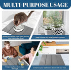 Premium Stone Dish Drying Mat – Large Foldable Kitchen Counter Mat, Super Absorbent Diatomaceous Earth with Coasters, Brush & Anti-Slip Pad – Fast Drying, Dark Gray Zen Design