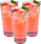 Restaurantware-Bev Tek 20 Ounce Clear Drinking Glasses, 10 Heavy-Duty Plastic Highball Glasses - Dishwashable, Stackable, Clear Plastic Cooler Glasses, For Serving Drinks At Catered Events