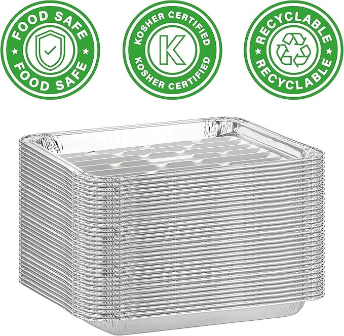 Party Bargains Aluminum Broiler Pans - 24 Pack, Heavy-Duty Disposable Grill Pans for Cooking, Roasting, BBQ, and Picnic (Max 240°C)