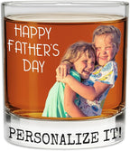 Personalized Fathers Day Printed Photo 11oz Whiskey Glass - Custom Dad Gifts, Bourbon Gifts for Men, Customized Father Picture, Boyfriend, Husband, Birthday, Groomsmen, Prime