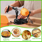 Apple Peeler Corer, Long lasting Chrome Cast Magnesium Alloy Apple Peeler Slicer Corer with Stainless Steel Blades and Powerful Suction Base for Apples and Potato(Black)