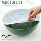 COOK WITH COLOR Mixing Bowls with Lids - 12 Piece Plastic Nesting Bowls Set includes 6 Prep Bowls and 6 Lids, Microwave Safe Mixing Bowl Set (Sage)