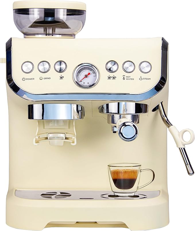 MIROX Espresso Machine 15 Bar, Coffee Maker With Milk Frother Steam Wand, Built-In Bean Grinder, Combo Cappuccino Machine with 70oz Removable Water Tank (ABS high-strength plastic shell)