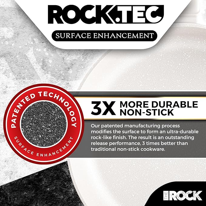 THE ROCK SOHO 9.5-Inch Non Stick Frying Pan with Lid–Nothing Sticks, Never Warps, Lasts Longer, Ceramic Non Toxic Skillet with Heat-Resistant Handle, PTFE PFOA&PFAS Free, Oven & Dishwasher Safe, Cream