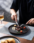 Famiware Mercury Dinnerware Sets with Mugs, Service for 6 (24 Pieces), Stoneware Plates and Bowls Sets, Microwave and Dishwasher Safe Dishes Set, Matte Black