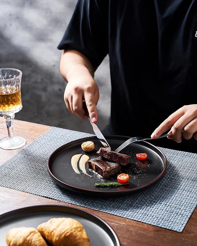 Famiware Mercury Dinnerware Sets with Pasta Bowls, Service for 4 (16 Pieces), Plates and Bowls Sets, Microwave and Dishwasher Safe Dishes Set, Multi-color