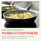 Rigoletto 9.5” Nonstick Frying Pan Skillet, Made in Italy, Vesuvio Layered Ceramic PFAS-Free Surface, Induction Ready, Dishwasher & Metal Utensil Safe, Granite Finish, Stay-Cool Handle,Black