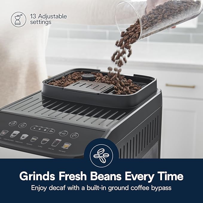 De'Longhi Magnifica Evo Automatic Espresso & Coffee Machine with Auto Milk Frother, Built-in Grinder & Auto-Clean Function - For Latte, Cappuccino, Americano, Iced Coffee, ECAM29084SB , Silver