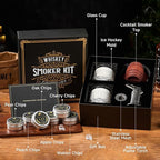 Whiskey Smoker Kit with Torch - 6 Flavors Wood Chips, 2 Glasses, 2 Ice Ball Molds - Cocktail Smoker Infuser Kit, Old Fashioned Drink Smoker Kit, Birthday Bourbon Whiskey Gifts for Men,Dad(NO Butane)