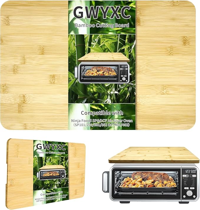 Bamboo Cutting Board for Ninja Foodi SP101 SP201 SP301 SP351 DCT401 DCT402 Smart Oven Countertop Convection Toaster Oven,17.8"(L) × 12"(W),Non-Skid Silicone Feet,100% Organic Bamboo