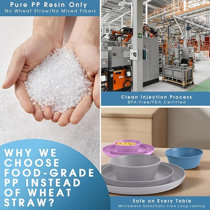 Pastel Plastic Dinnerware Set – 40-Piece Reusable Plates and Bowls Set for 8, Unbreakable Dishes with Cups, Knives, Forks, Spoons for Camping, Picnic, Kids, and Everyday Use