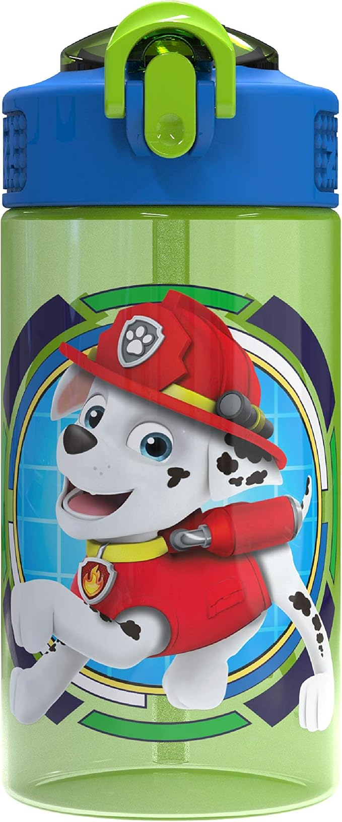Zak Designs Paw Patrol Kids Spout Cover and Built-in Carrying Loop Made of Plastic, Leak-Proof Water Bottle Design (Rocky, Rubble & Chase, 16 oz, BPA-Free)