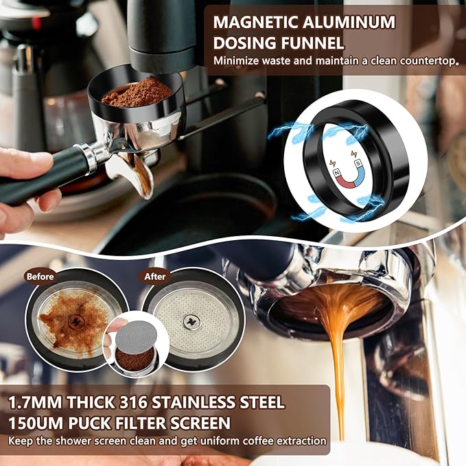 Y-Step 25 PCS Espresso Accessories Kit, Espresso Tamper Kit Coffee Tamper Set, 51mm Espresso Tamper with Spring Loaded Calibrated, 51mm Espresso Puck Screen and Dosing Funnel, WDT Tool, Latte Art Kit