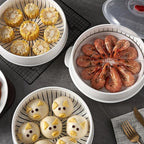 Microwave Steamer - Plastic Vegetable Steamer with Lid, BPA Free, Cookware, Healthy Cooking Quick Fast（Two-layer）