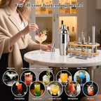 Cocktail Shaker Set Bartender Kit - 11 Pcs Bar Tool Set with Bamboo Stand & All Bar Accessories: Martini Shaker, Strainer,Jigger, Muddler, Mixer Spoon Barware Kit, for Bar, Home Lounge & Party