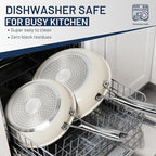 Kikcoin Ceramic Nonstick Frying Pan Skillets - 3 Sizes Omelette Pans for Healthly Cooking, 8+9.5+11 Inch Egg Pan with Stay Cool Handle, Free of PFAS PFOA PTEE, Oven/Dishwasher Safe for Busy Kitchen