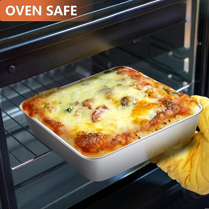 LIANYU 8 Pack 8 x 8 Inch Square Baking Cake Pan, Stainless Steel Brownie Bread Cake Molds, Square Bakeware for Lasagna Pie, Oven & Dishwasher Safe