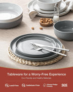 Famiware Milkyway Stoneware Dinnerware Sets with Mugs, Service for 4 (16pcs), Plates and Bowls Sets, Scratch Resistant, Microwave and Dishwasher Safe Dishes Set, Multi-color