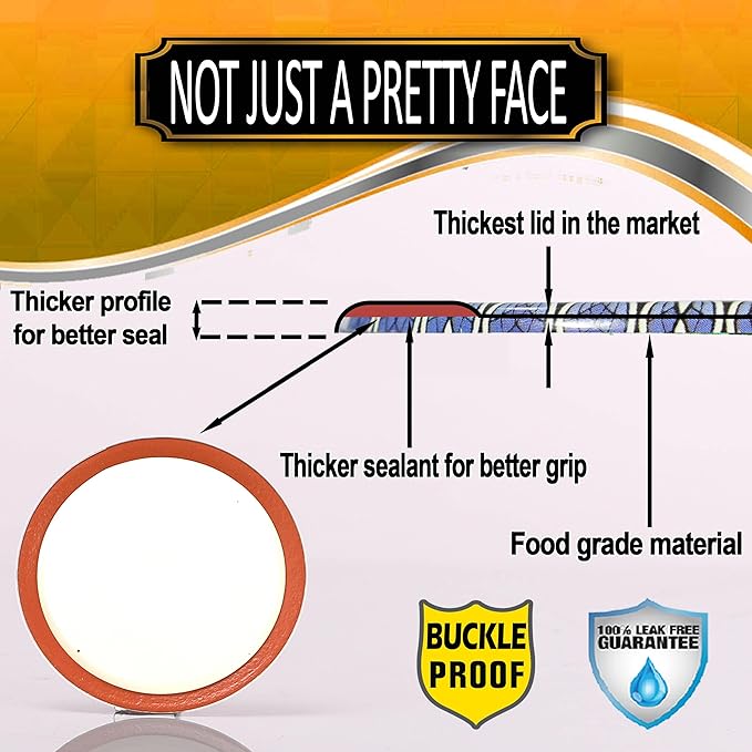 Supa Ant Wide Mouth Canning Lids (100pcs) Decorative Tin Canning Lids Wide Mouth (Marble & Gold) Buckle Proof and Rust Proof - Perfect Fit Can Lid for Mason Jars Canning Supplies