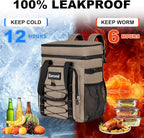 25L Insulated Cooler Backpack with Waterproof Zipper & Multi-Compartment Design Leakproof Lunch Bag for Beach, Camping, Office - Spacious Thermal Light-Weight Backpack for Men and Women-Khaki