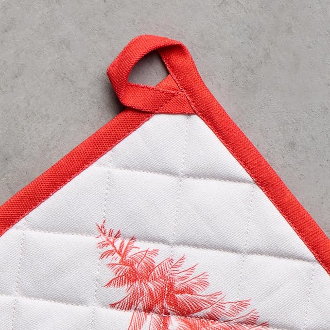 Maison d' Hermine Pot Holders Set 100% Cotton Heat Resistant Potholders 8" x 8" Hot Pads with Loop BBQ, Cooking, Baking, Grilling, Kitchen, Handling Hot Pans (Pack of 2, Winter Jouy)