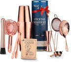 Mixology & Craft Cocktail Shaker Set - 11-Piece Bar Accessories Kit w/Weighted Boston Shaker, Strainer, Jigger, Muddler and More - Home Bartending Tools, Accessories for Bartender, Copper