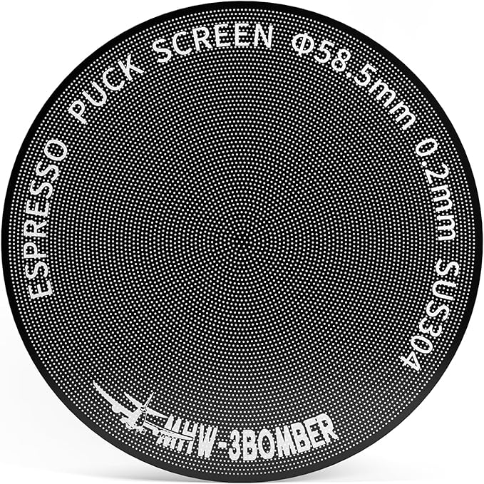 MHW-3BOMBER 58mm Espresso Puck Screen - 0.2mm Ultra Thin Espresso Puck - Metal Reusable Coffee Filter for Portafilter Basket 58mm - Puck Screen with Titanium Coating FG5642-OS
