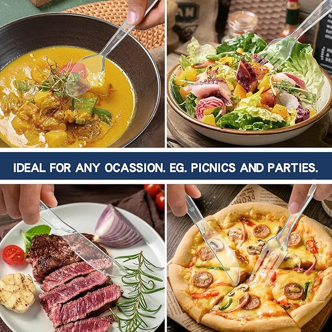 100-Pack Clear Plastic Spoons Disposable BPA-Free Heat Resistant Utensils for Catering & Events -Spoons Heavy Duty Bulk,plastic disposable for Party Supplies