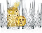 Barski Highball Glass - Drinking Glasses - Set of 4 - Hiball Tumblers - Glass Crystal Tumbler - for Water, Juice, Beer, Mixed Cocktails, Mojito Glass, Tom Collins Bar Glassware, 12 oz, Made in Europe