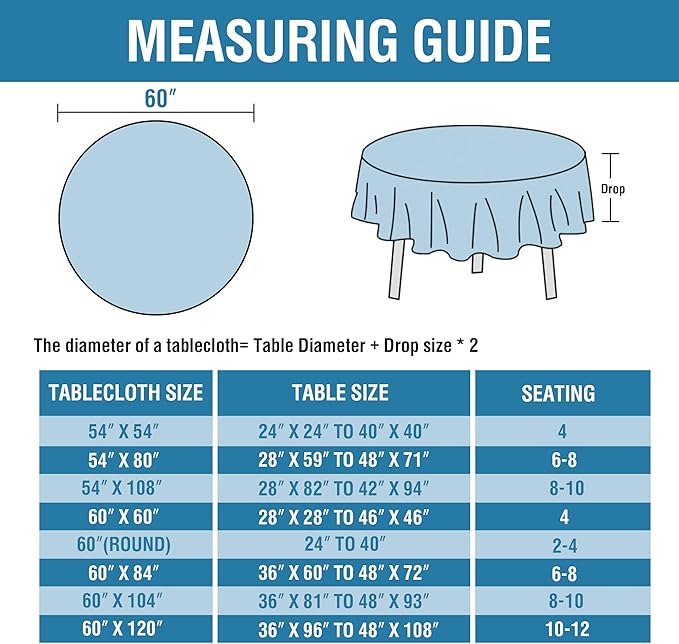 H.VERSAILTEX Linen Textured Table Cloths Round 60 Inch Premium Solid Tablecloth Spill-Proof Waterproof Table Cover for Dining Buffet Feature Extra Soft and Thick Fabric Wrinkle Free, Ivory