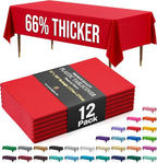 Party Solids 66% Thicker Premium Plastic Table Cloth Rectangle Table Cover 0.5 Mil 12 Pack Red Table Cloth 54 Inch x 108 Inch Disposable Tablecloth Won't Tear Easily Like Cheap Thin Brands