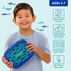 Bentgo Kids Prints Leak-Proof, 5-Compartment Bento-Style Kids Lunch Box - Ideal Portion Sizes for Ages 3-7, Durable, Drop-Proof, Dishwasher Safe, & PFAS & BPA-Free Materials (Sharks)