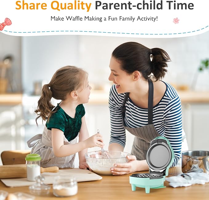 Sunvivi 4" Mini Waffle Maker: 6 in 1 Waffle Iron, Waffle Maker with Removable Plates 6pc, non-stick plates easy to clean, Mini Pancake Maker for Kids, Chaffle maker, Pizzelle iron