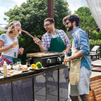 KingChii 19" Tabletop 2-Burner Griddle Portable Gas Grill with Rear Grease Trap, Powder Coated Steel, Black