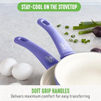 GreenLife 16 Piece Nonstick Cookware Set, Soft Grip Non-Toxic PFAS-Free Ceramic Pots & Pans, Dishwasher & Oven Safe, Frying, Sauce, Utensils, Glass Lids, Stay-Cool Handles, Wobble Free, Periwinkle