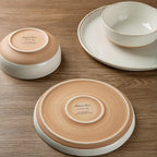 AmorArc 24 Pieces Ceramic Dinnerware Sets for 8, Handpainted Stoneware Plates and Bowls Set with Rustic Terracotta Underside, Scratch Resistant Dishes Set, Dishwasher & Microwave Safe