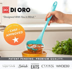DI ORO Silicone Ladle - Heat-Resistant Large Kitchen Soup Spoon for Cooking & Serving - Nonstick Cookware Safe With Wide Bowl - Dishwasher Safe Utensil (Teal)