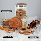 Urban Green Glass Jars with Airtight Lids, Airtight Glass Canisters set, Large Food Storage Containers with Wood Lids, 2 Pack of 100oz， Dry Food Pantry Jars, Flour Containers