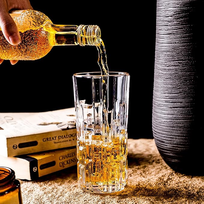 Highball Glasses Set of 6, Water Glasses, Collins Tall Beverage Cups Glassware for Drinks, Water, Beer, Soda, Cocktail 10 OZ